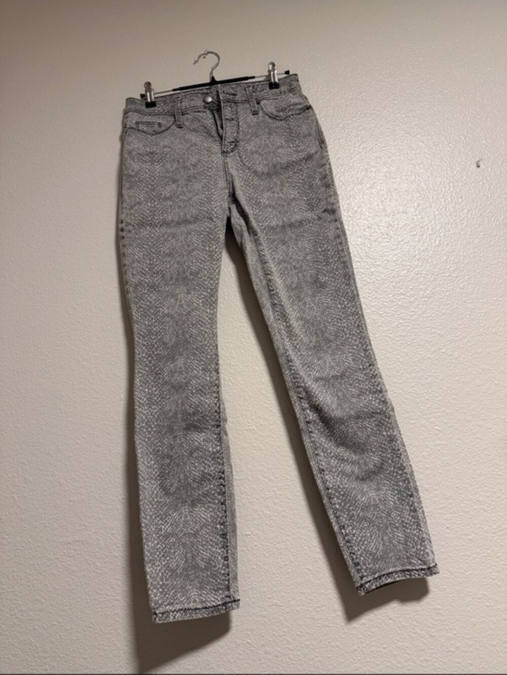 Unique High Rise Skinny Womens Gray Patterned Jeans - Casual Straight Fit